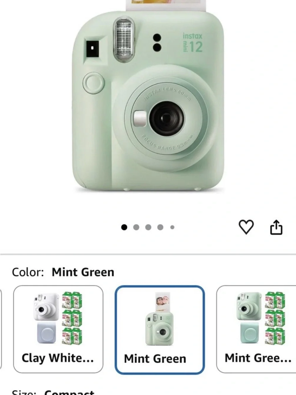 Fujifilm Instax Mini 12 Instant Camera - Mint Green with Pink Box